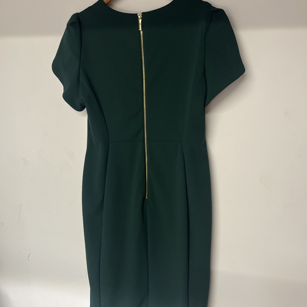 Calvin Klein Emerald Green Sheath Dress Size 14 Career Cocktail Midi - Picture 11 of 15